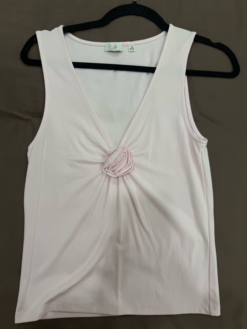 Wilfred Blush Pink V-Neck Tank with Rosette Detail